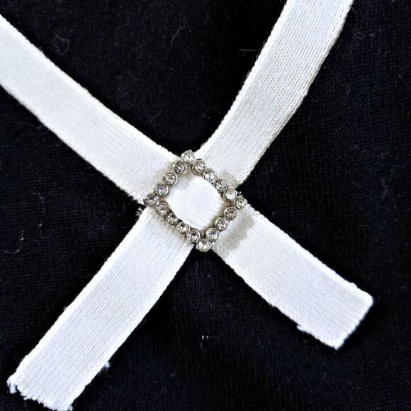 Requirements Petite Black White Rhinestone Layered Look Cardigan Size PL - Picture 6 of 9